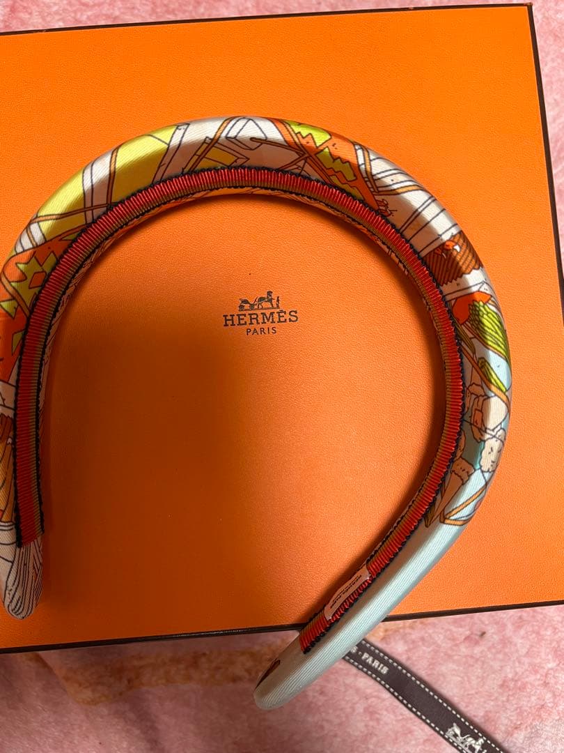 新品　エルメス カラフル地図柄 ヘアバンド