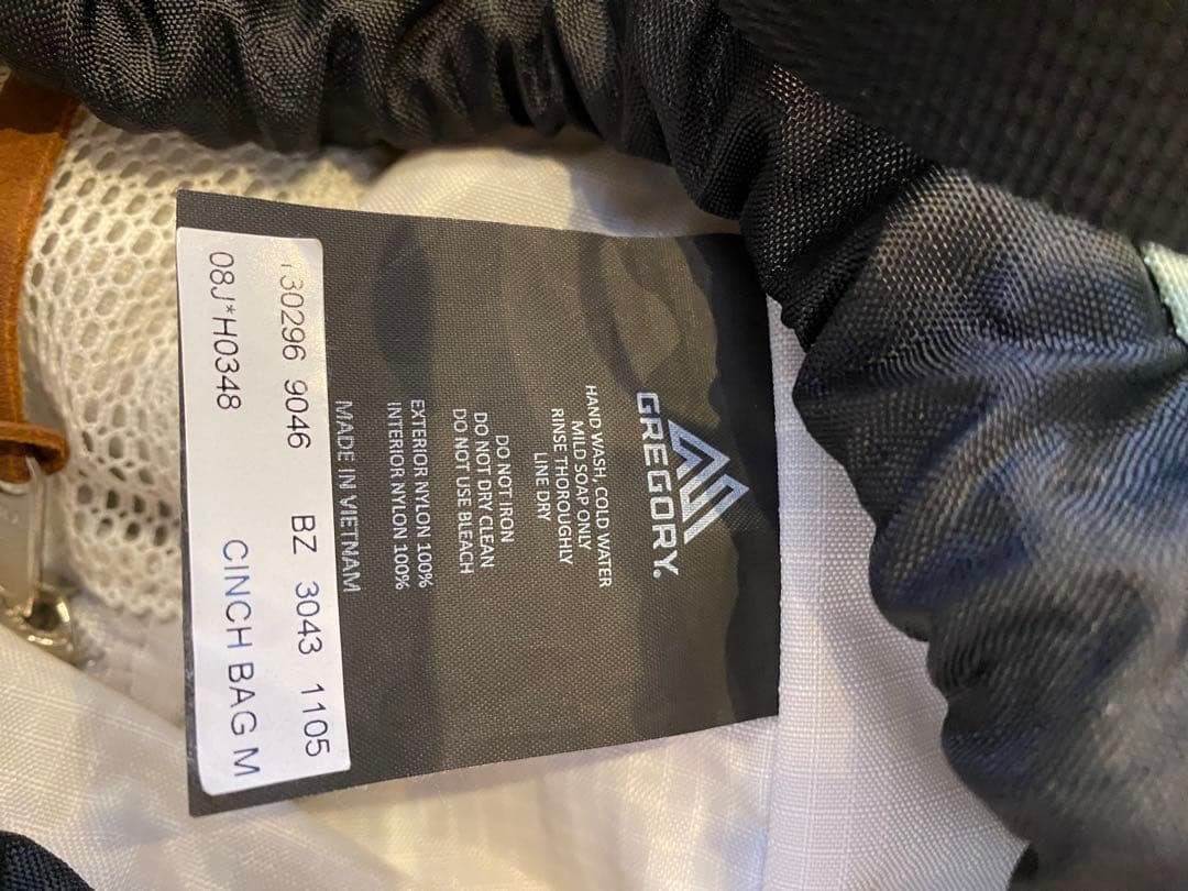 GREGORY 巾着型バッグ ライトグリーン/ブラック/CINCH BAG M