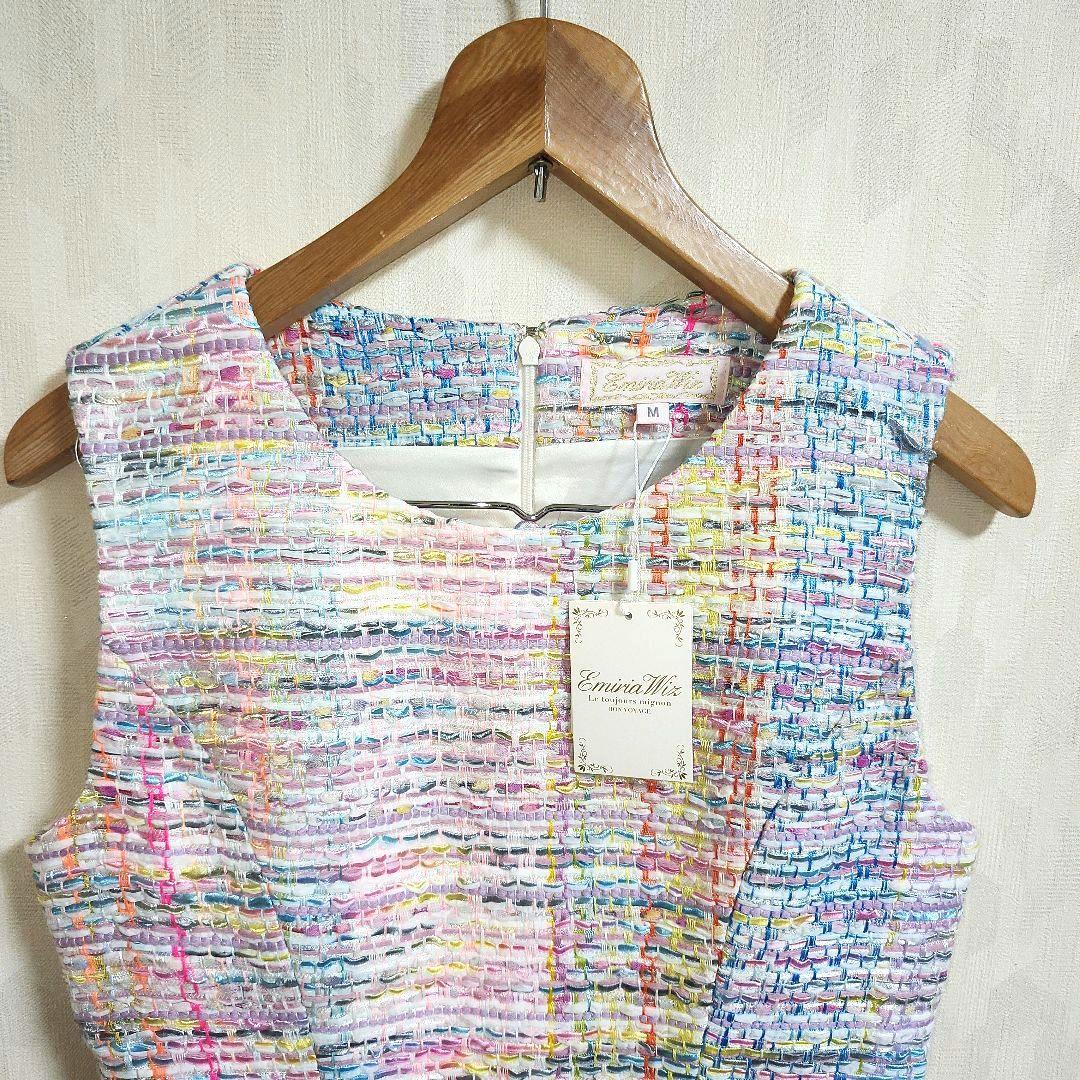 ⭐NA☆⭐エミリアウィズ　ミニワンピース　ツイードノースリーブドレス 　M