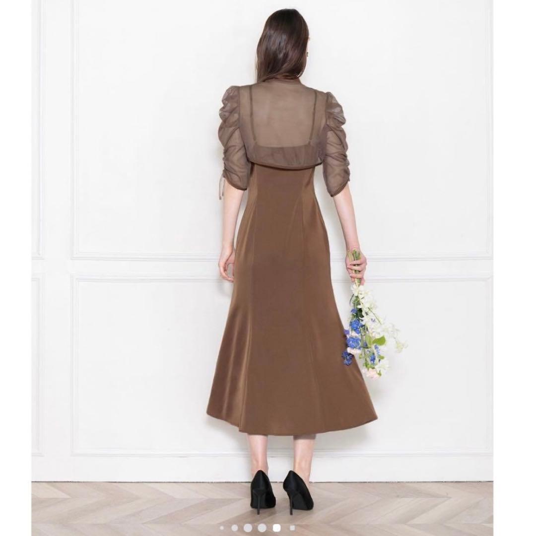 leja 透け感チャイナトップス付きロング丈キャミソールセットアップドレス