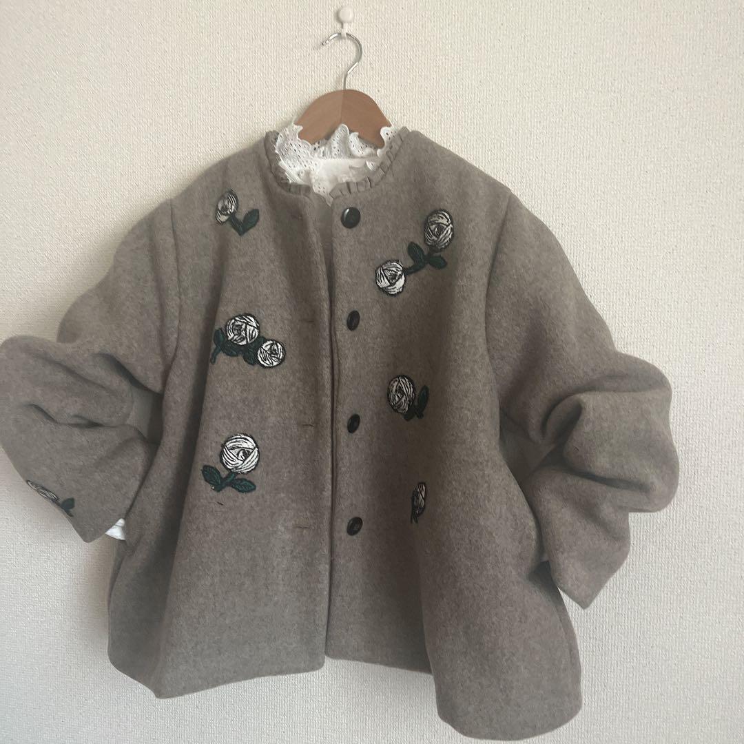 ミナペルホネン　rosy モカ　ウール　ジャケット　コート　総裏　ハンドメイド
