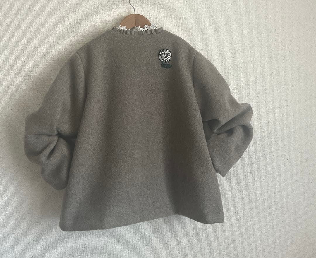 ミナペルホネン　rosy モカ　ウール　ジャケット　コート　総裏　ハンドメイド