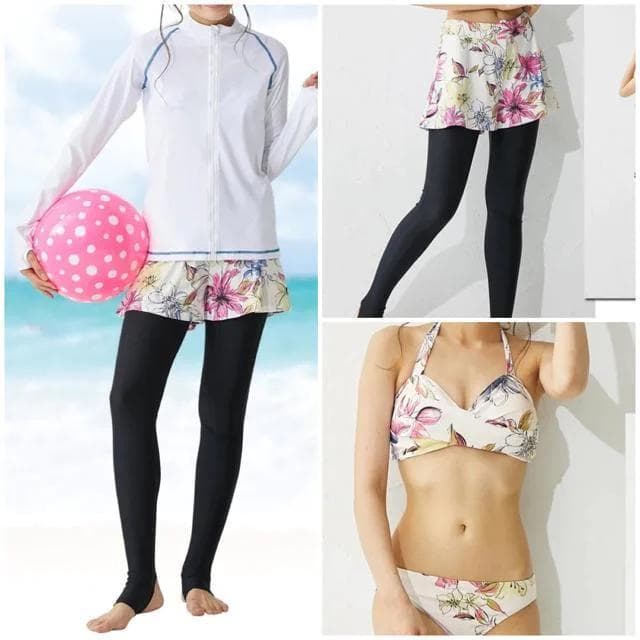 新品☆10L♪水着5点セット♪ラッシュガード・トレンカ・ビキニ☆m941