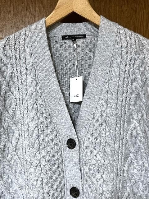 今季新品23区★【杏さん着用/洗える】ウールカシミヤ アランパターンカーディガン