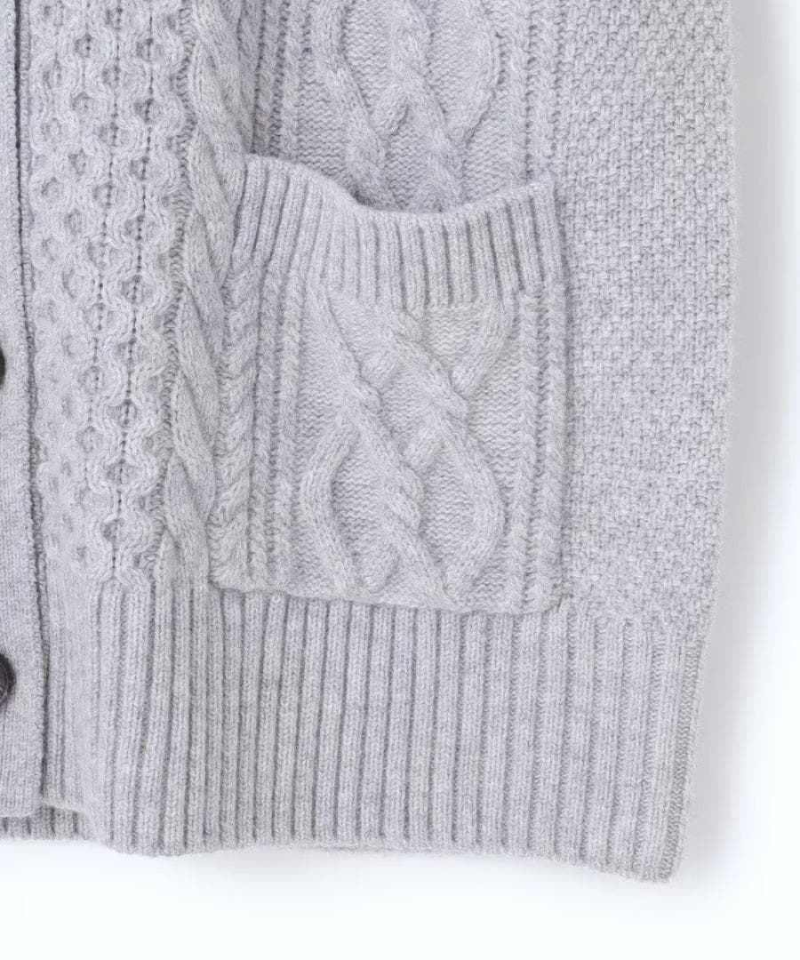 今季新品23区★【杏さん着用/洗える】ウールカシミヤ アランパターンカーディガン