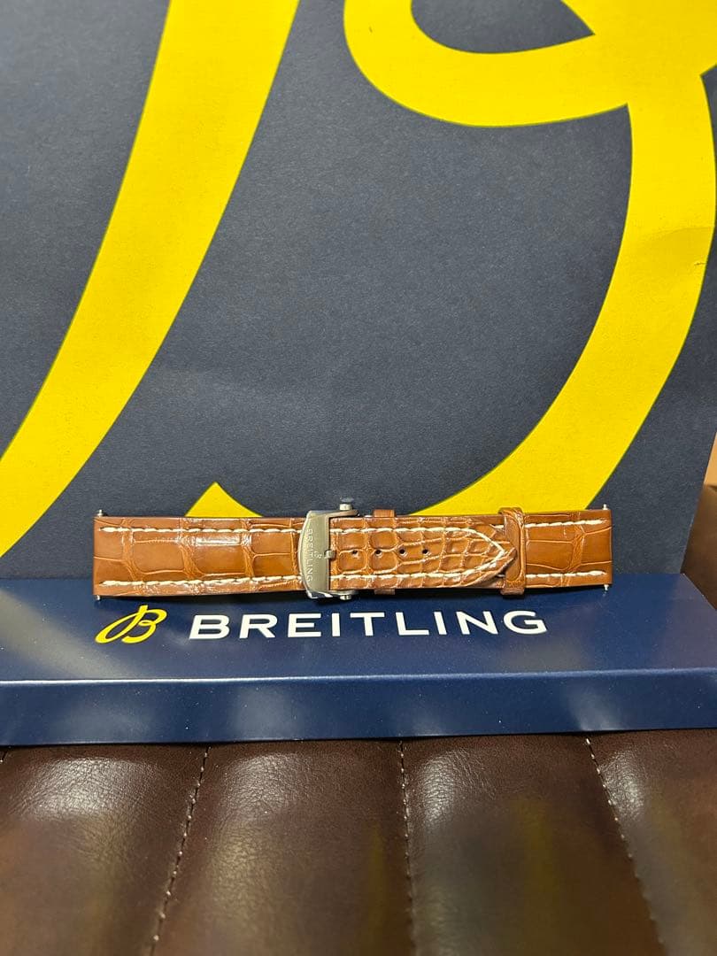ブライトリング純正 ブラウンアリゲーターストラップ&Dバックル　セット