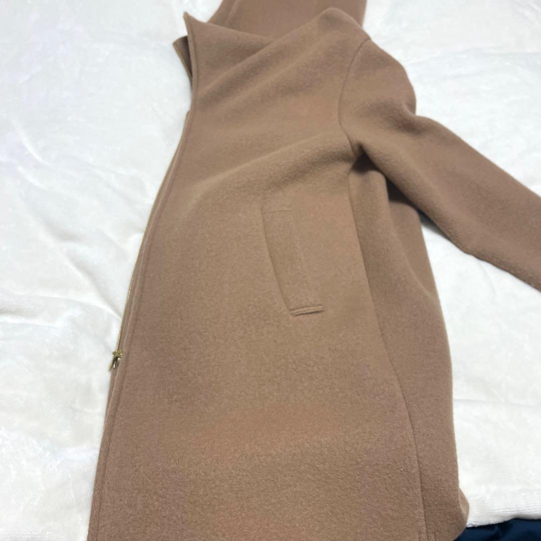 ヨシエ　イナバ　ミドル丈　コート　毛　ベージュ　フード