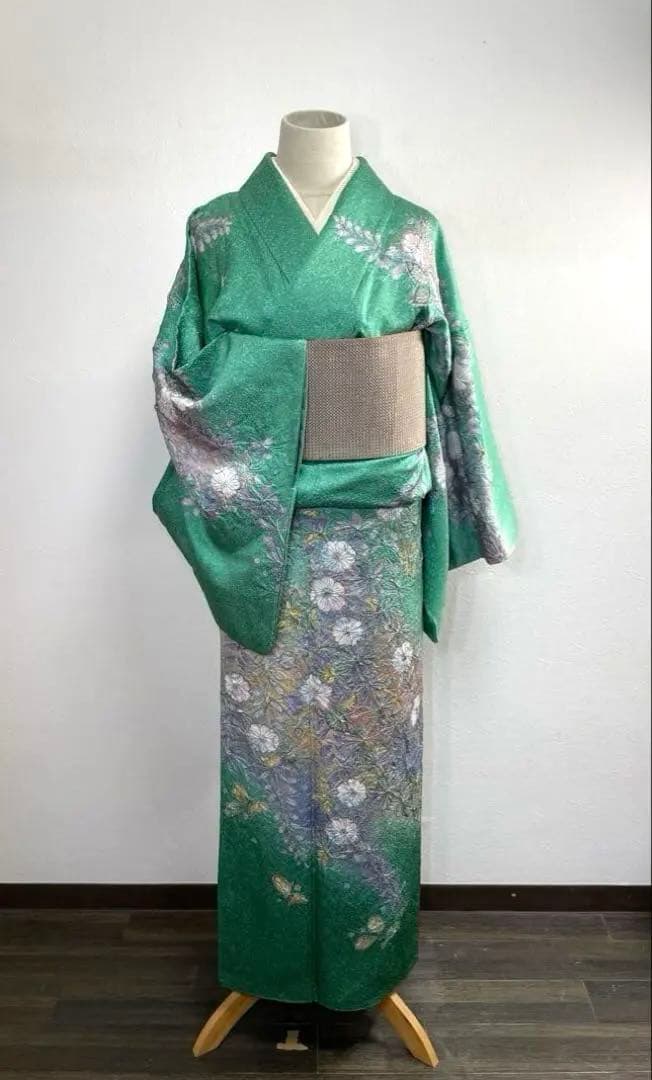 袷　訪問着　辻ヶ花/叩染　正絹　身丈163