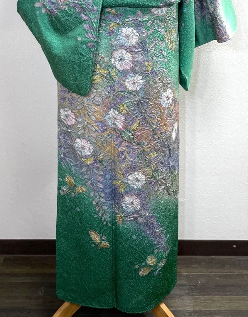 袷　訪問着　辻ヶ花/叩染　正絹　身丈163