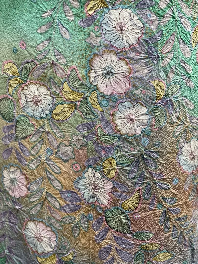 袷　訪問着　辻ヶ花/叩染　正絹　身丈163