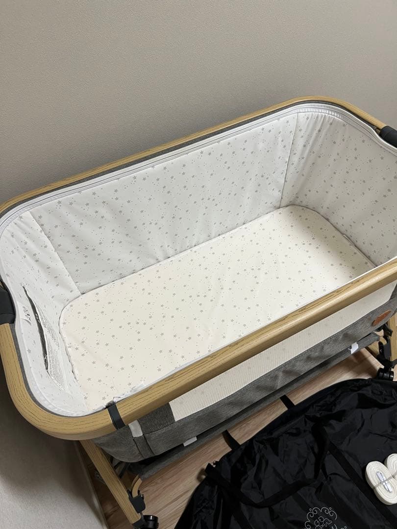 HZDMJ ベビーベッド ライトグレー