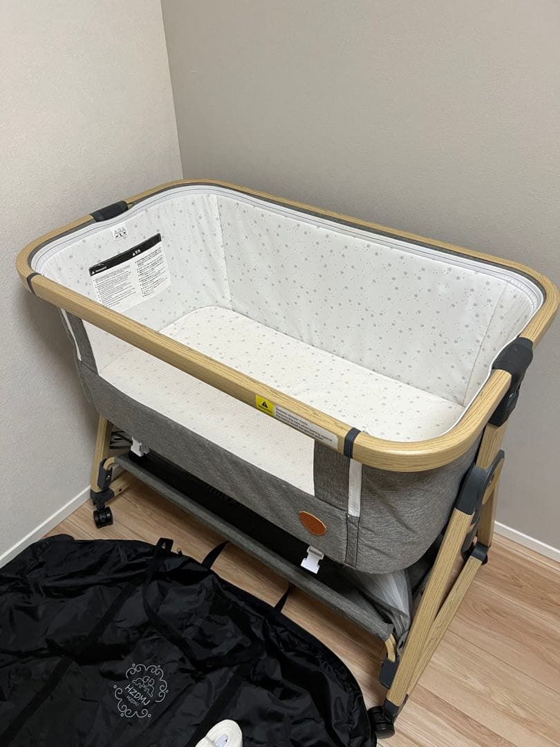 HZDMJ ベビーベッド ライトグレー