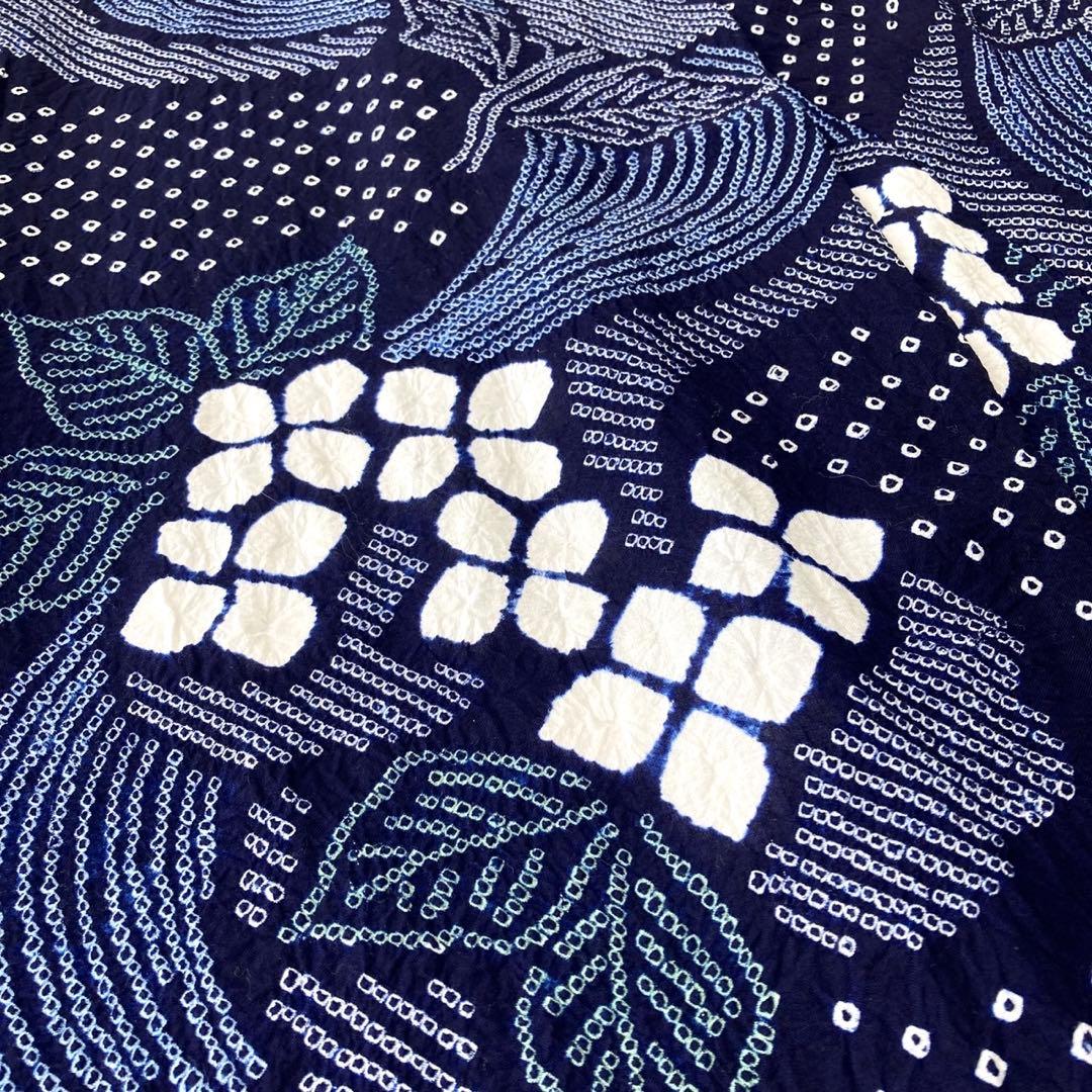 ™️82/34 身丈151 紫陽花　有松絞り　絞り染め　絞り浴衣　総絞り　浴衣