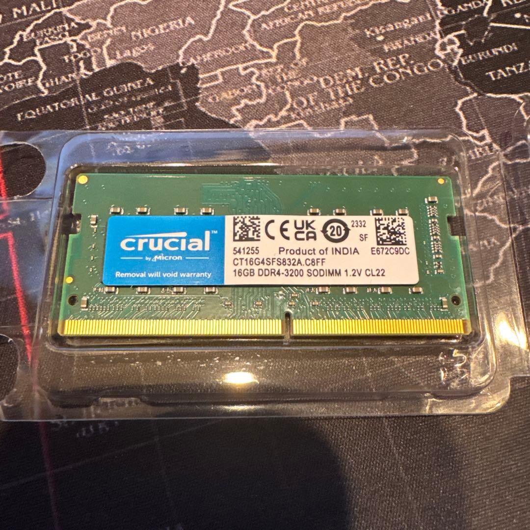 メモリ DDR4-3200 16GB SODIMM CT16G4SFS832A