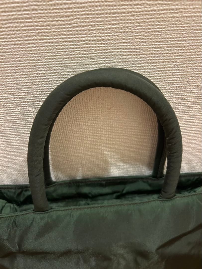 PRADA プラダ　ハンドバッグ三角プレート　ナイロン　ダークグリーン
