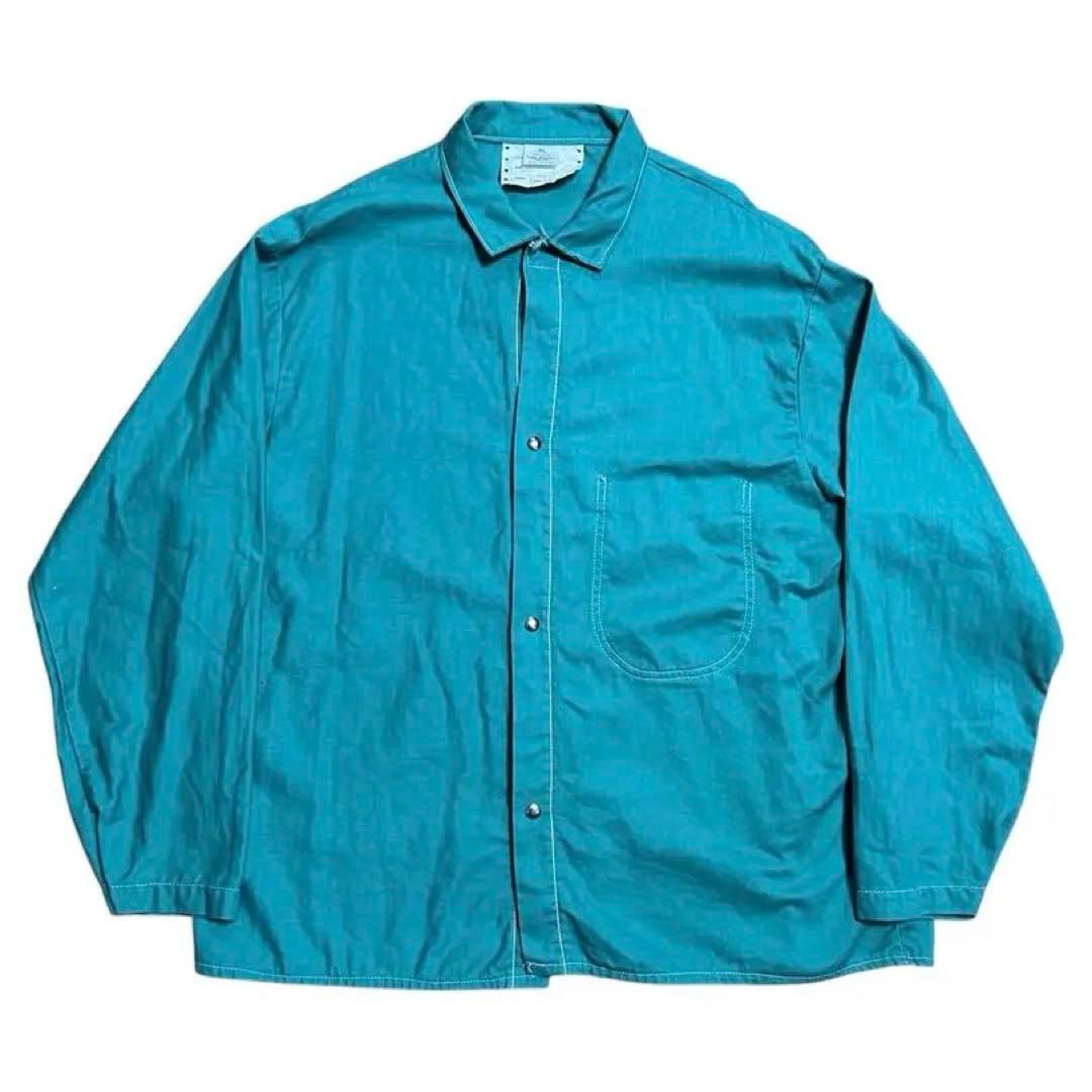 USA製 ステンシル入り ワークジャケット ワークシャツ XL グリーン系