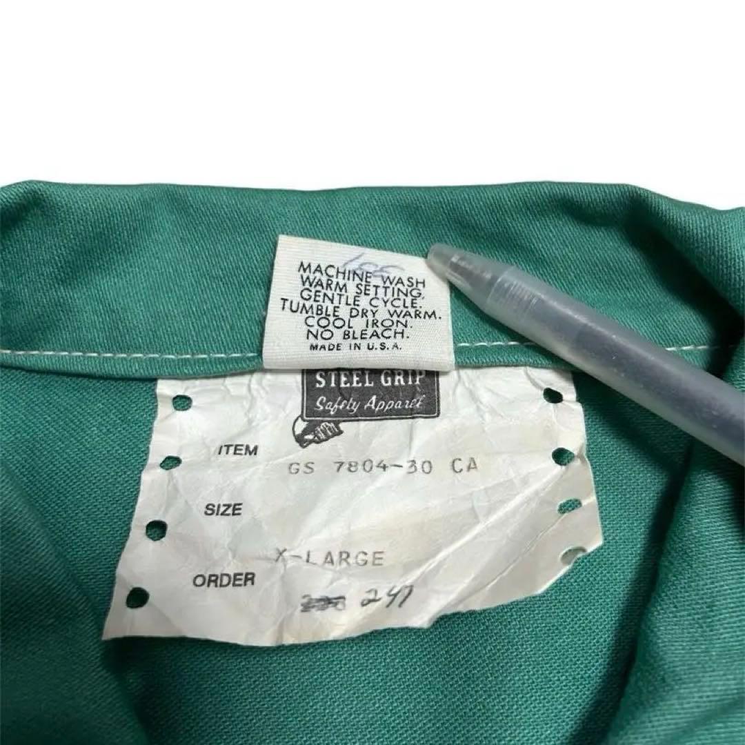 USA製 ステンシル入り ワークジャケット ワークシャツ XL グリーン系