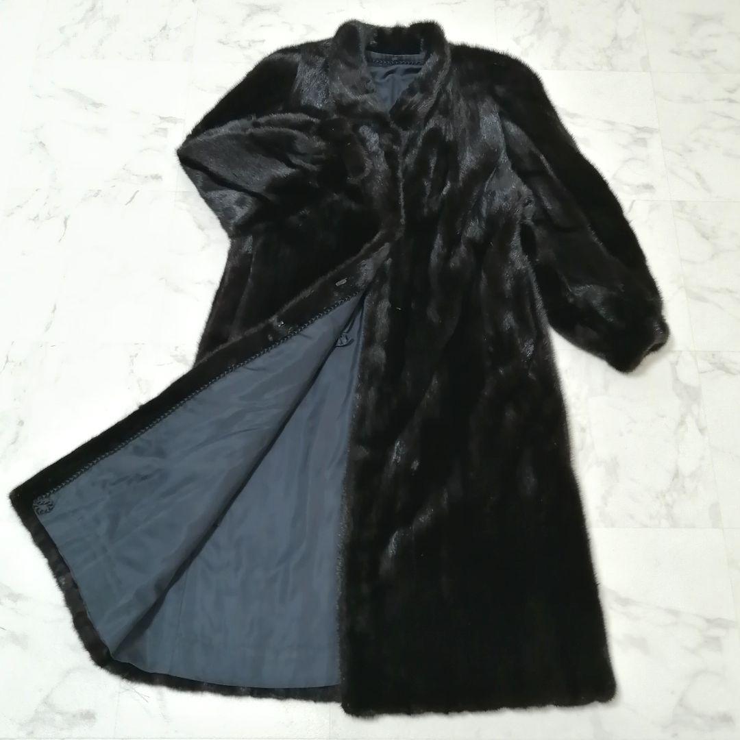 SAGAMINK　ブラック ミンク　毛皮 ロングコート　15　大きいサイズ　高級