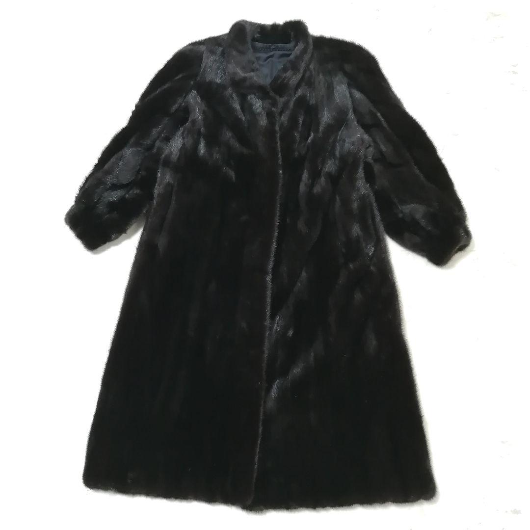SAGAMINK　ブラック ミンク　毛皮 ロングコート　15　大きいサイズ　高級