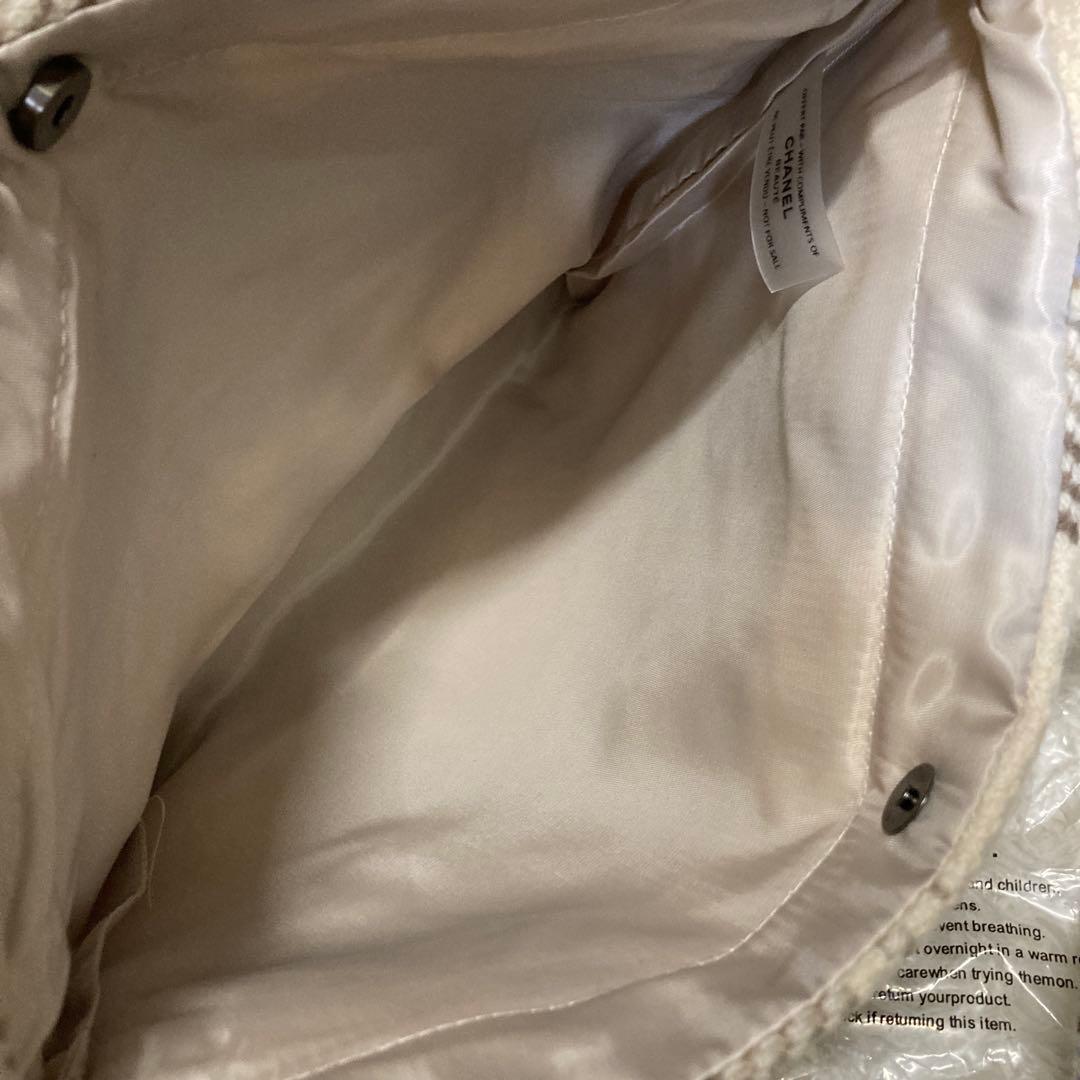 CHANEL チェック柄トートバッグ　シフォン　水色