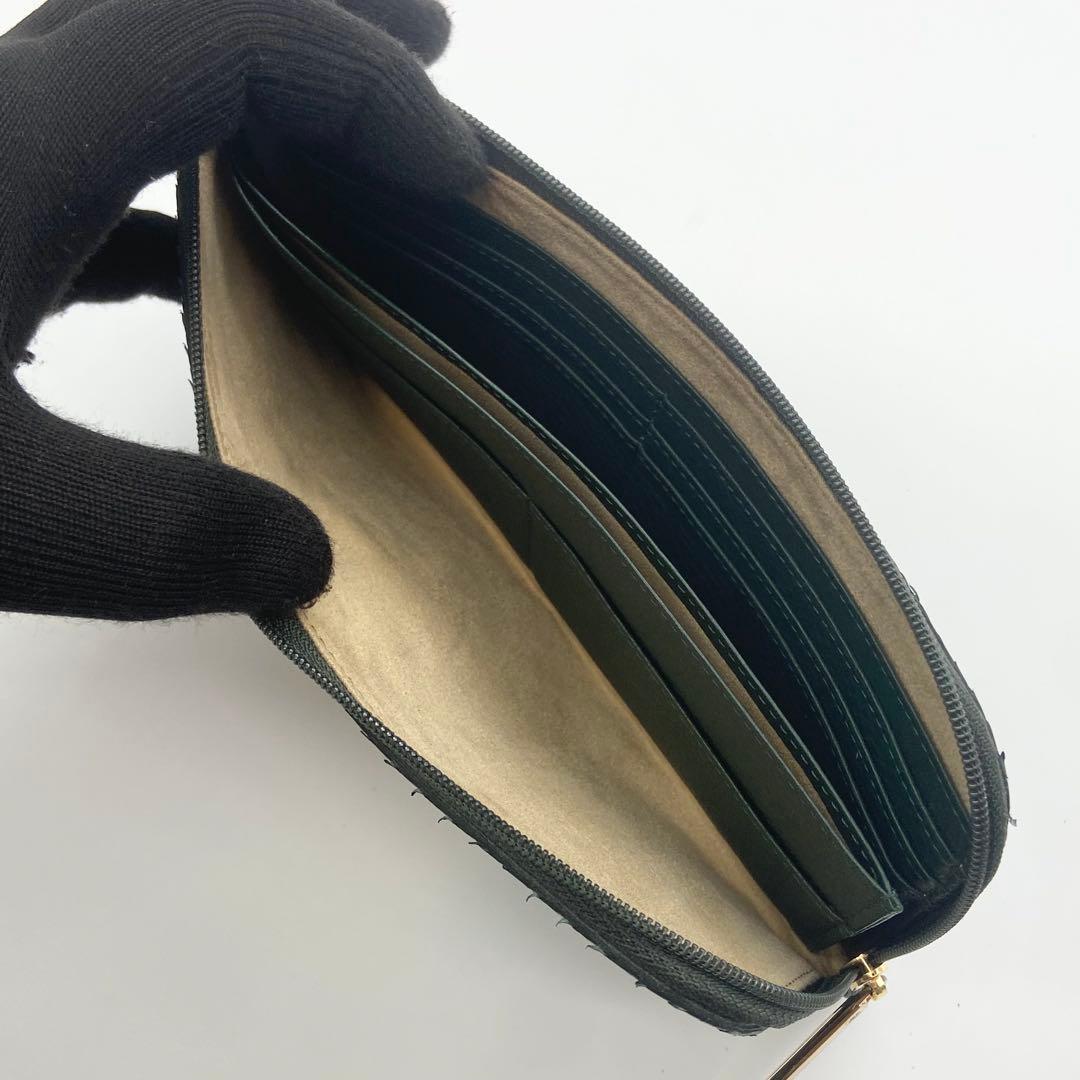 極美品　ATAO アタオ　リモ　長財布　ゴールド金具　パイソン　レザー　グリーン