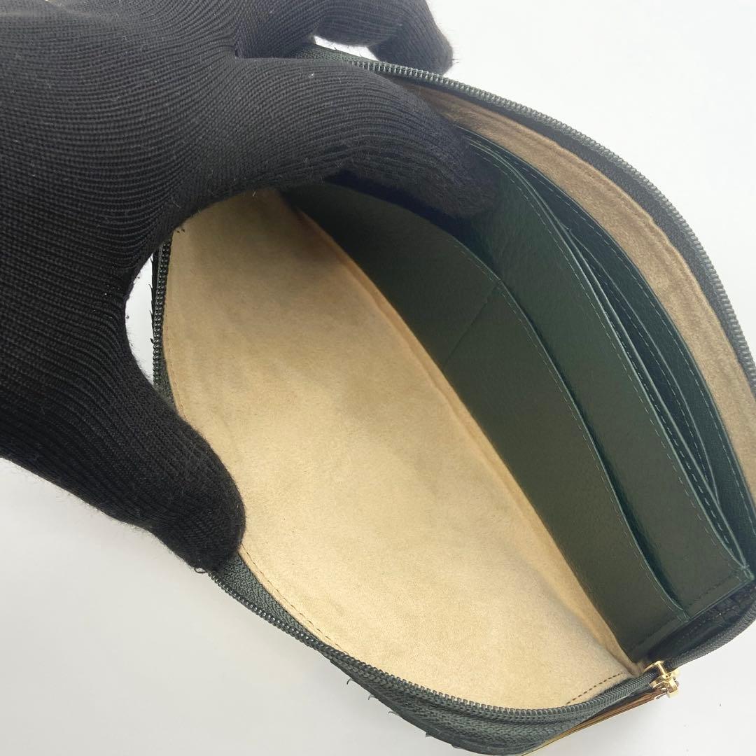 極美品　ATAO アタオ　リモ　長財布　ゴールド金具　パイソン　レザー　グリーン