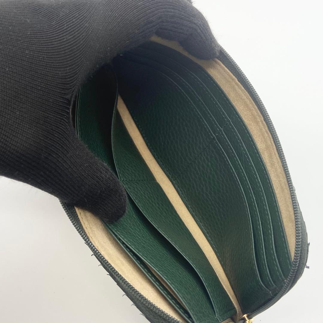 極美品　ATAO アタオ　リモ　長財布　ゴールド金具　パイソン　レザー　グリーン