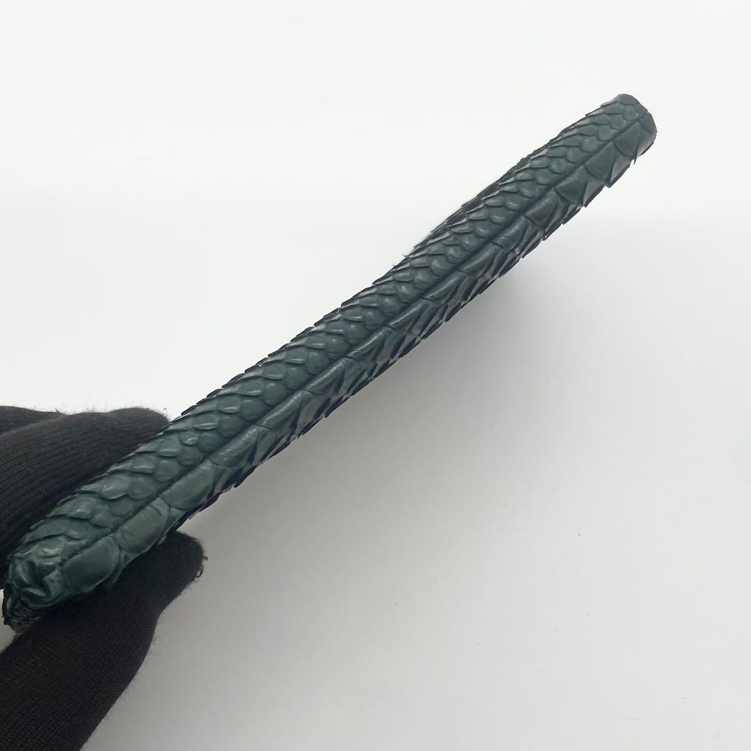 極美品　ATAO アタオ　リモ　長財布　ゴールド金具　パイソン　レザー　グリーン