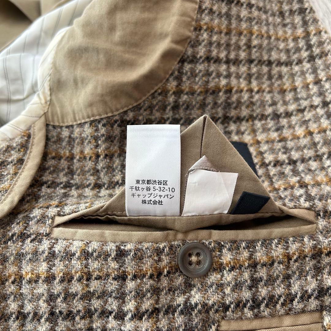 バナナリパブリック ハリスツイード テーラードジャケット ベージュ チェック40
