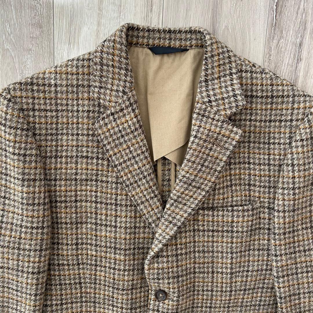 バナナリパブリック ハリスツイード テーラードジャケット ベージュ チェック40