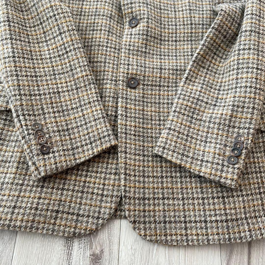 バナナリパブリック ハリスツイード テーラードジャケット ベージュ チェック40