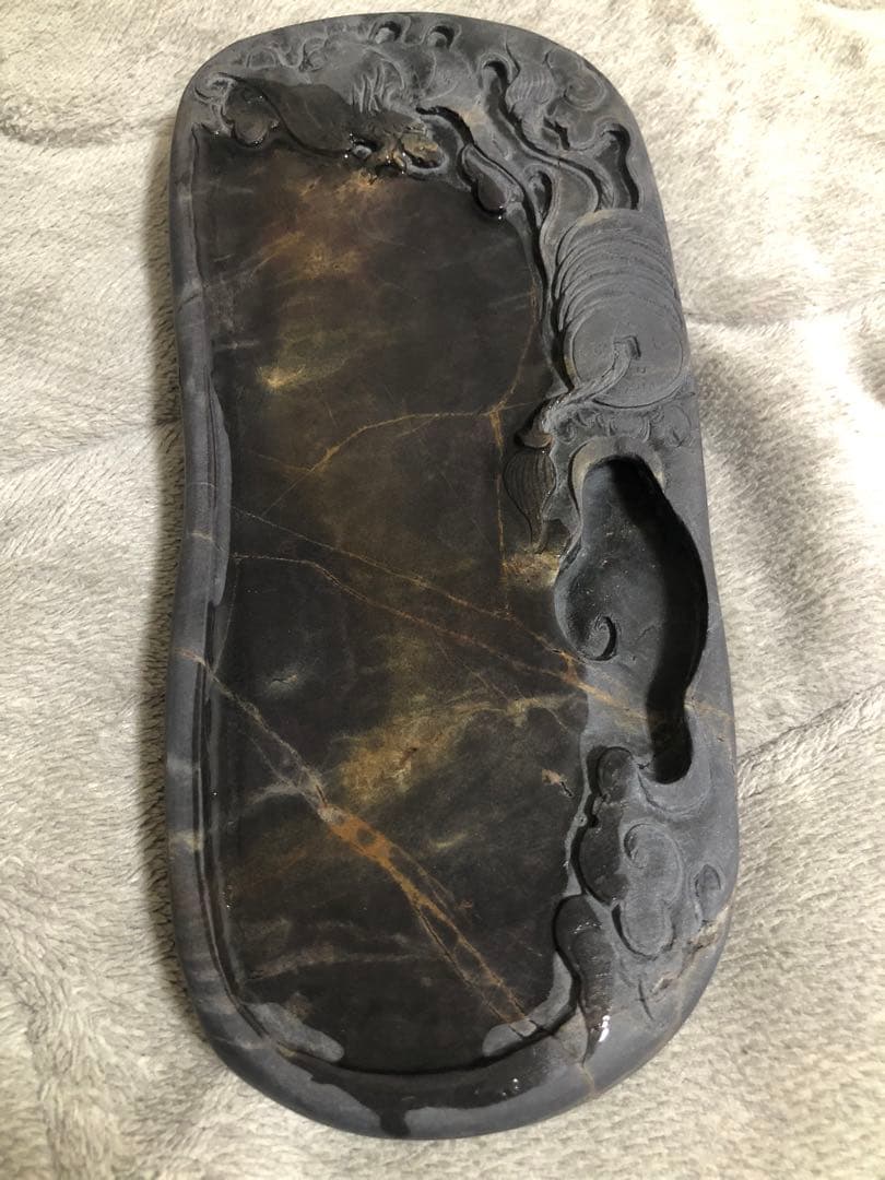 すずり 端溪硯 雲龍文 老坑水岩 大西洞 金暈 五彩釘 書道具 端渓硯 文房四寶