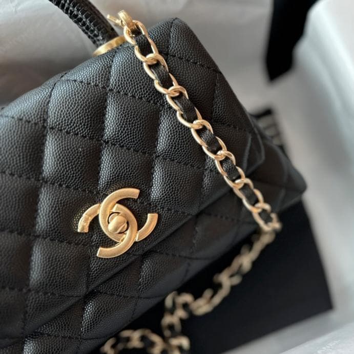 coco handle 19 ブラック キルティング バッグ