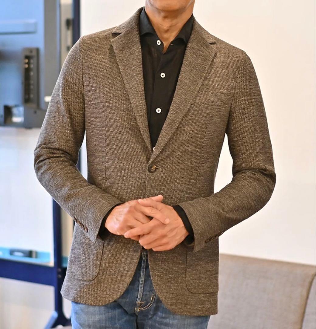 新作チルコロ CIRCOLO ストレッチ ジャージ ジャケット リネン ブラウン