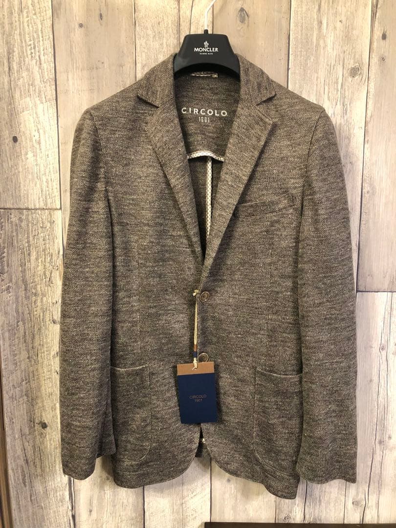 新作チルコロ CIRCOLO ストレッチ ジャージ ジャケット リネン ブラウン