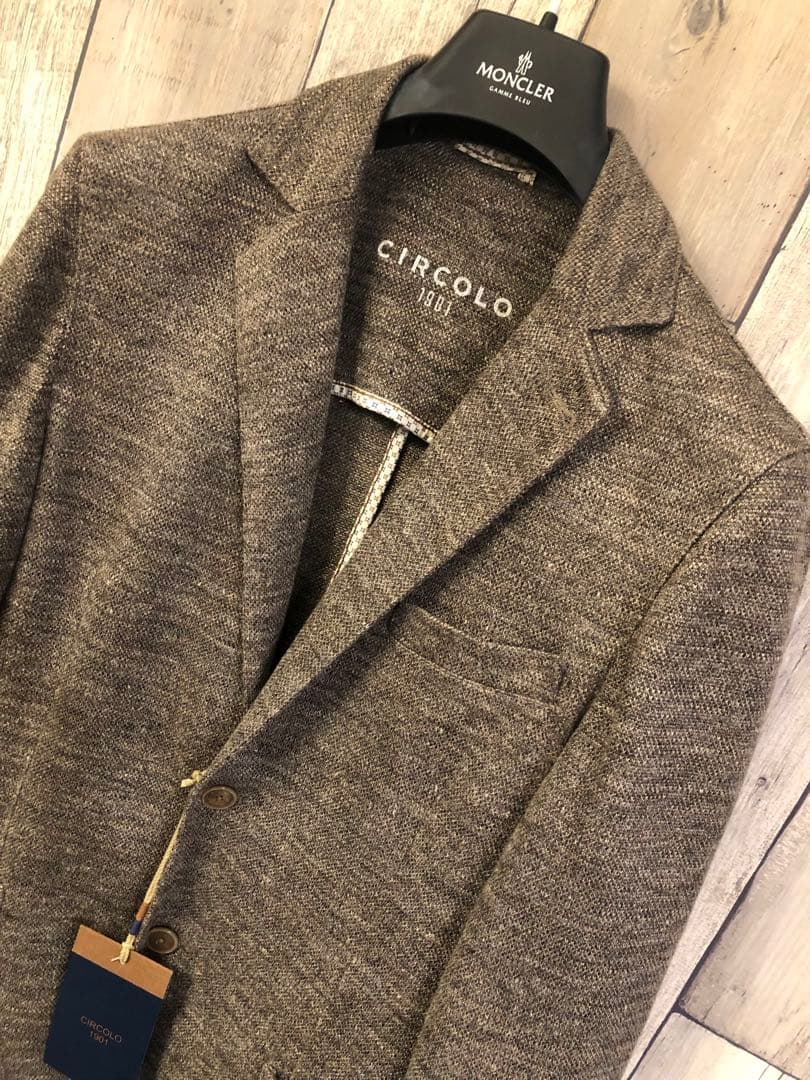 新作チルコロ CIRCOLO ストレッチ ジャージ ジャケット リネン ブラウン