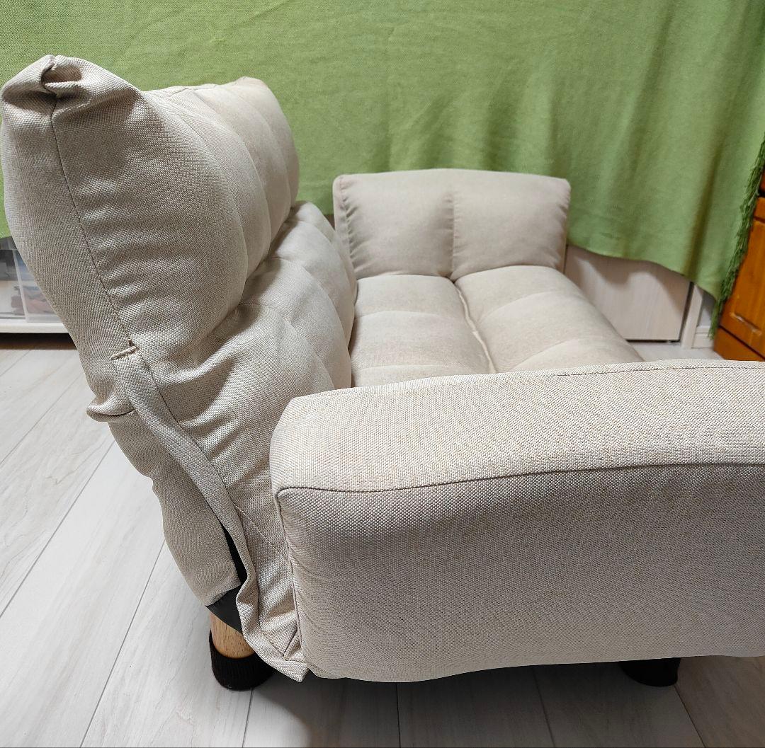 【ベルーナ】カウチソファ LIRAKU　（ベージュ）