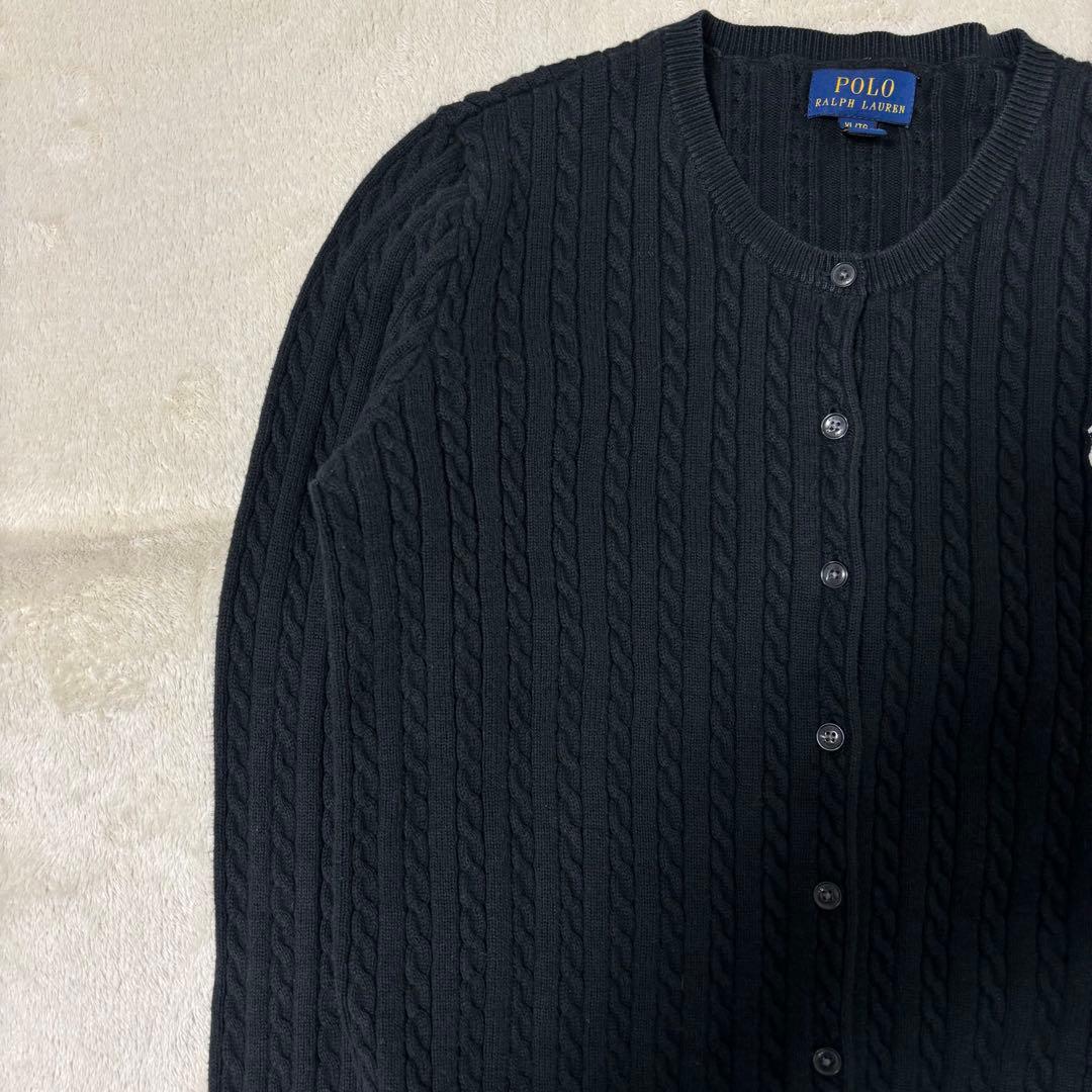 【人気】ポロ ラルフローレン ケーブルニット カーディガン ブラック
