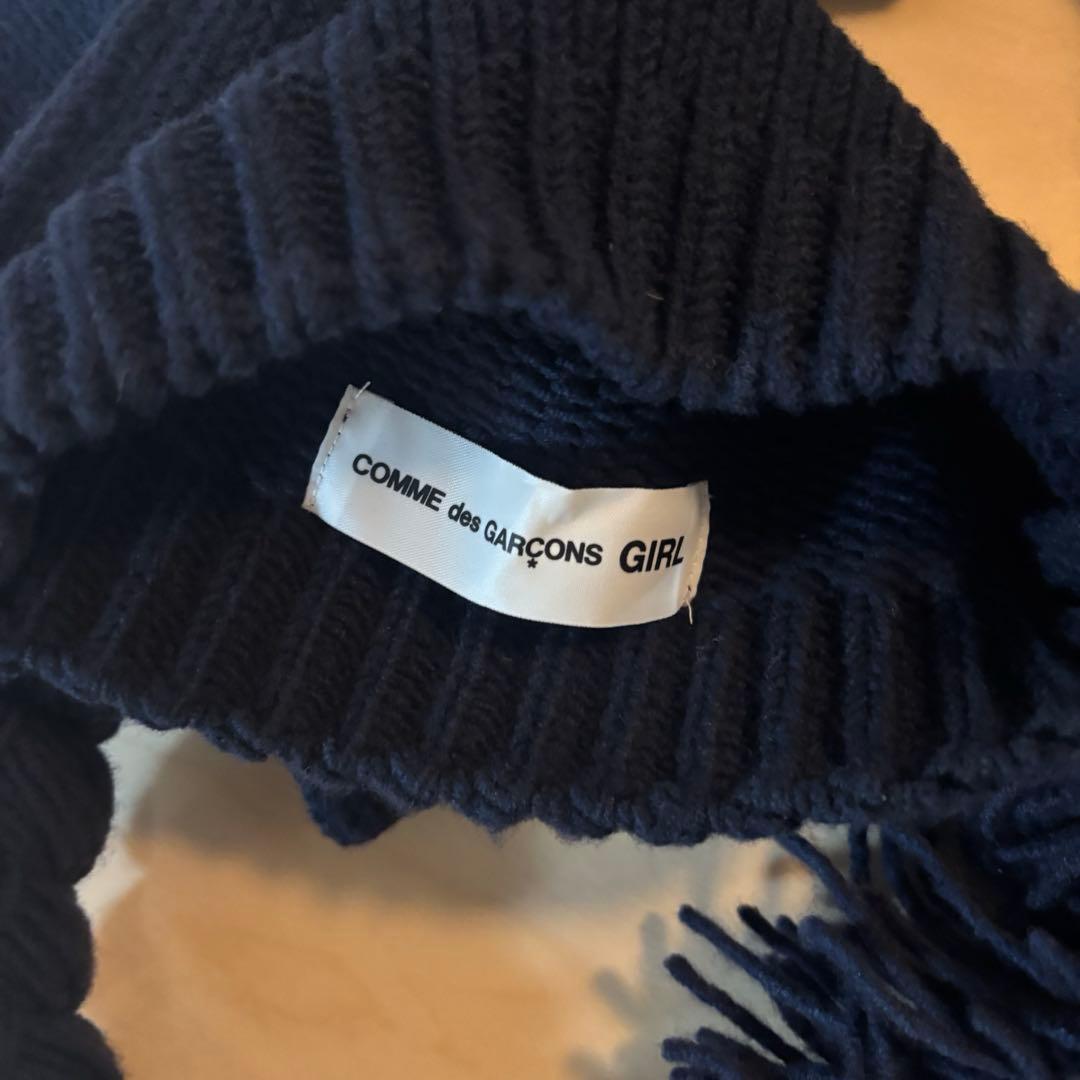 2025FW コムデギャルソンガール　三つ編み　ニット帽　ネイビー