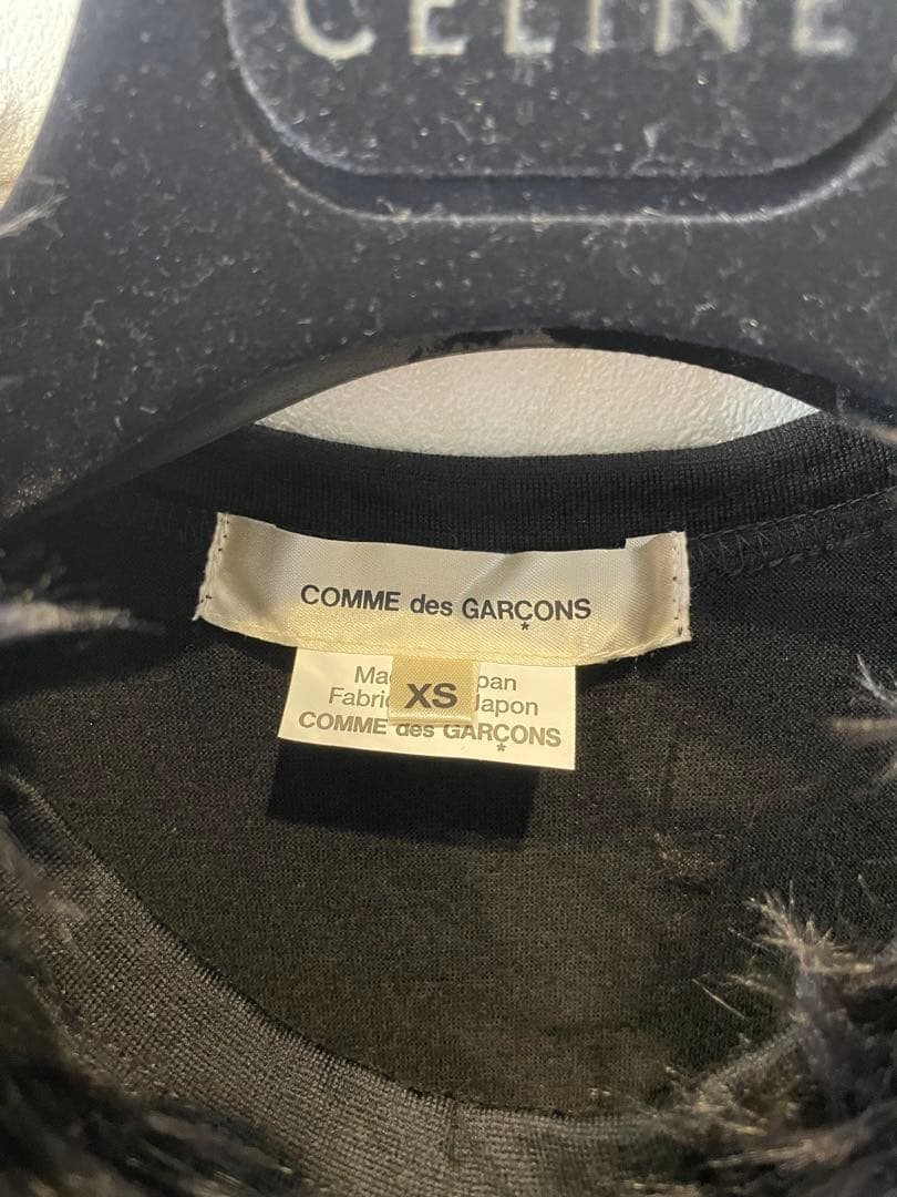 コムデギャルソン ファー襟付きカットソー　黒　XS