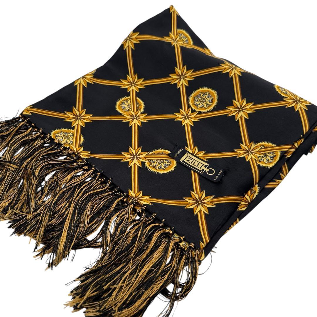 ほぼ未使用タグ付き ZILLI シルク100% 大判ストール マフラー 総柄