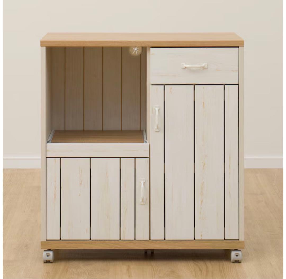 ホワイト木製キッチンワゴン　キャスター付き　ニトリ　11/13までの引き渡しのみ