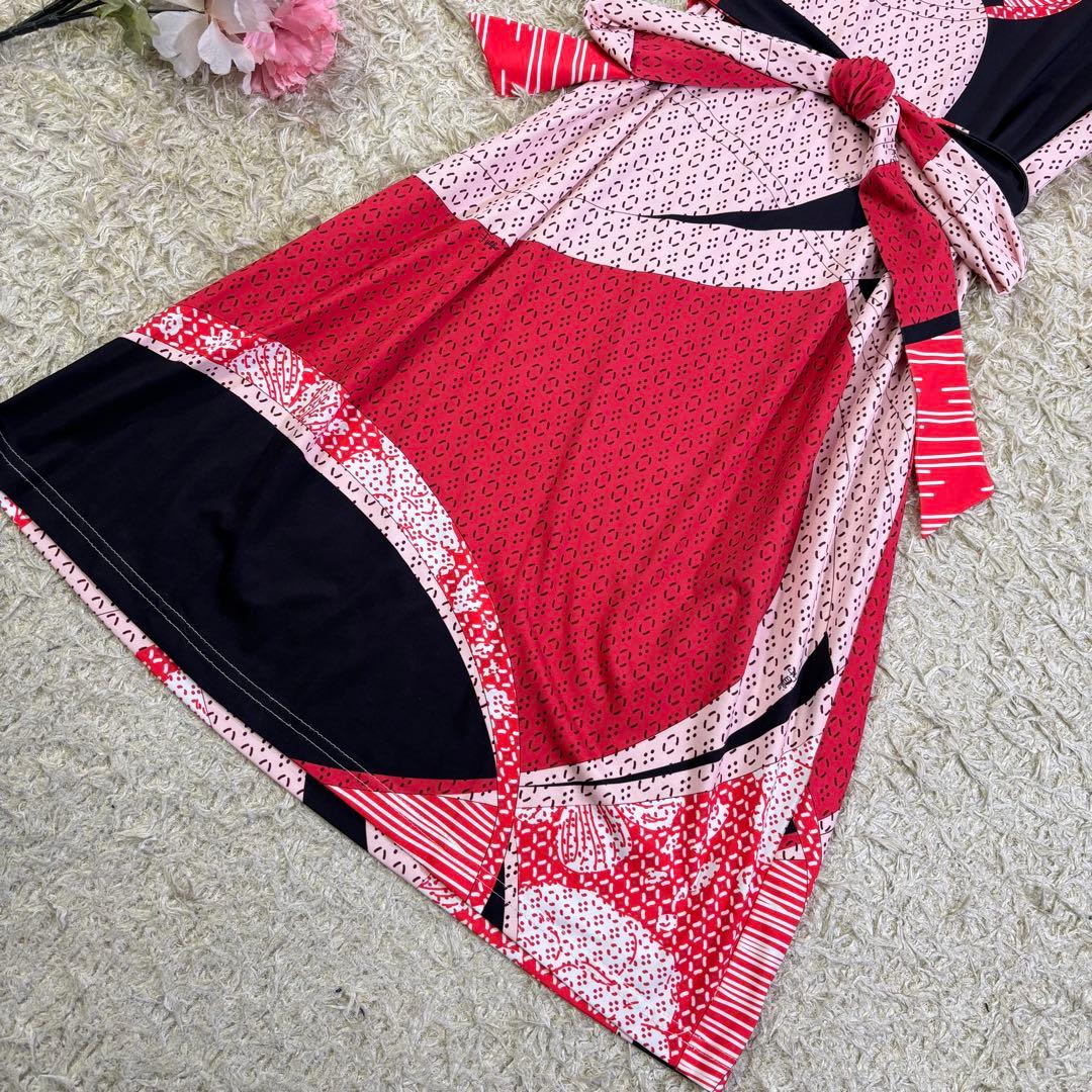 エミリオプッチ　大きいサイズ　プッチ柄　シルク100% 膝丈ワンピース　半袖