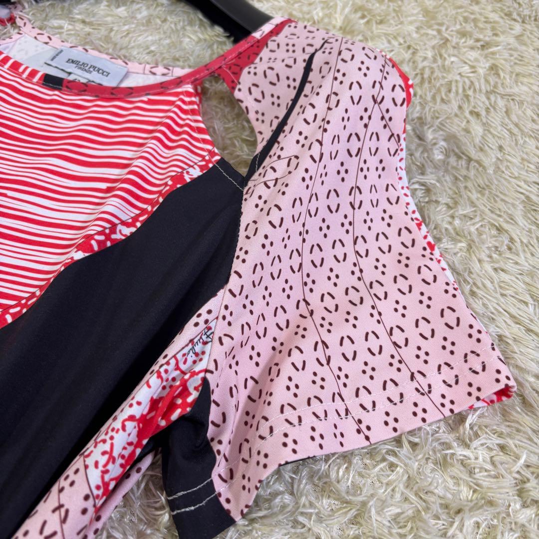 エミリオプッチ　大きいサイズ　プッチ柄　シルク100% 膝丈ワンピース　半袖