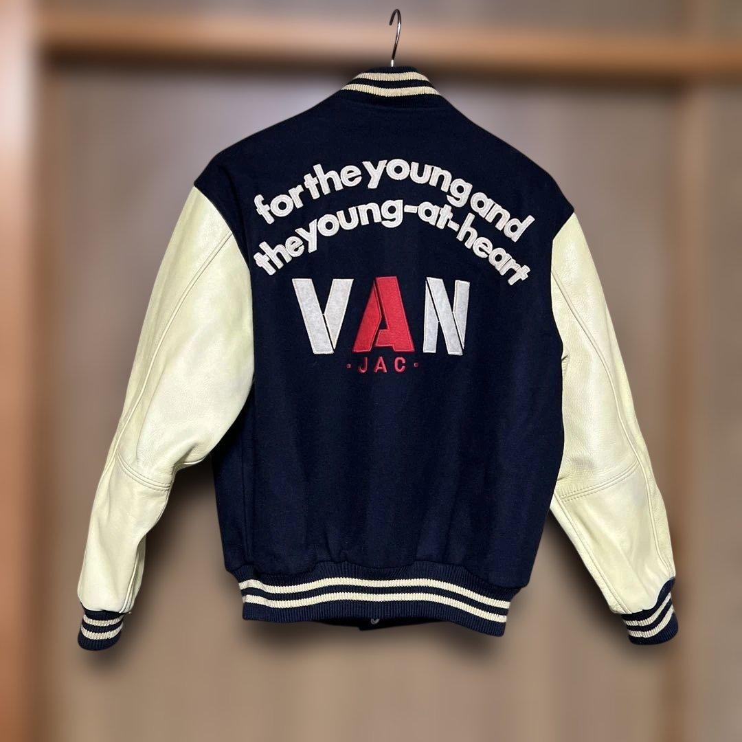 VAN JAC スタジアムジャンパー　 Lサイズ　袖皮　ネイビー