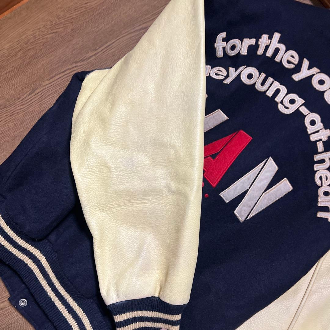 VAN JAC スタジアムジャンパー　 Lサイズ　袖皮　ネイビー