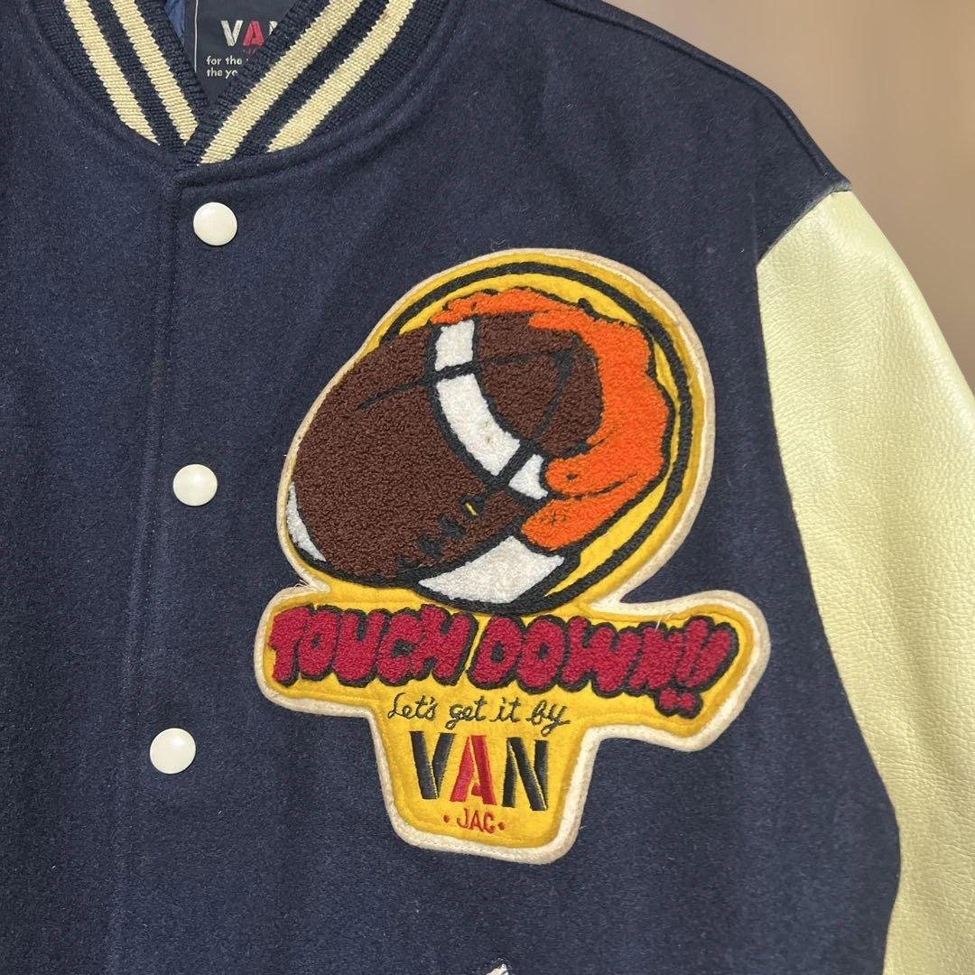 VAN JAC スタジアムジャンパー　 Lサイズ　袖皮　ネイビー