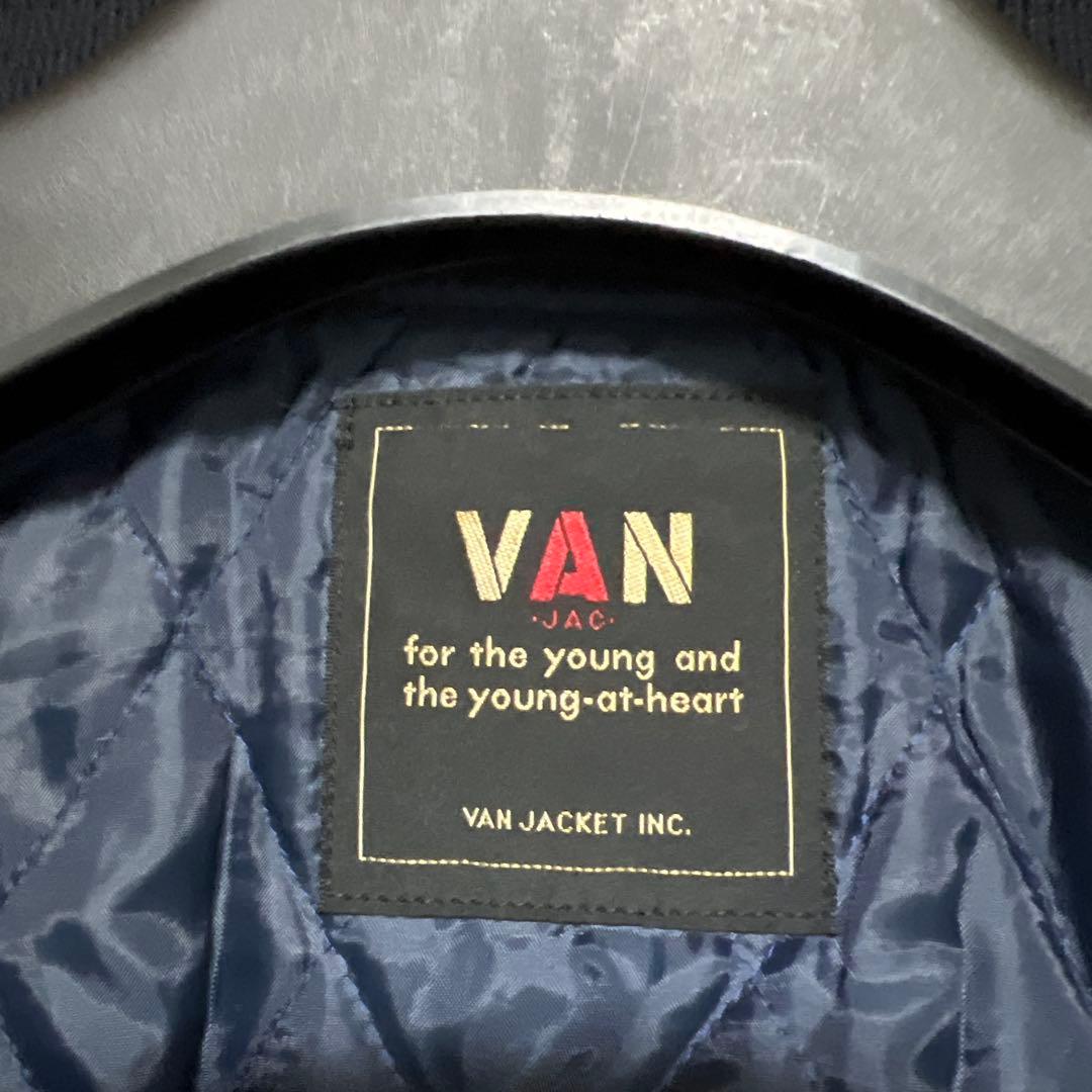 VAN JAC スタジアムジャンパー　 Lサイズ　袖皮　ネイビー