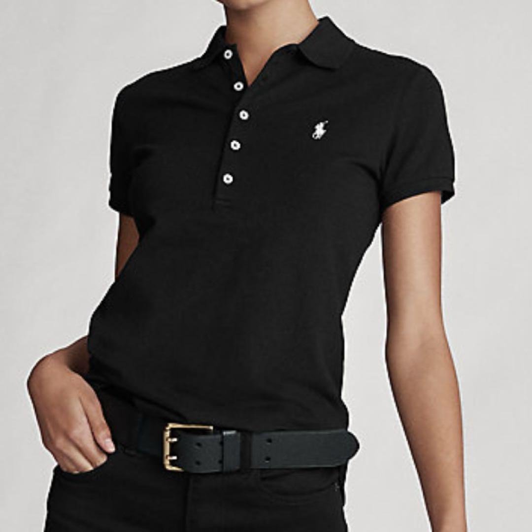 『極美品』ラルフローレン 現行QRタグスリムフィットストレッチポロシャツブラック