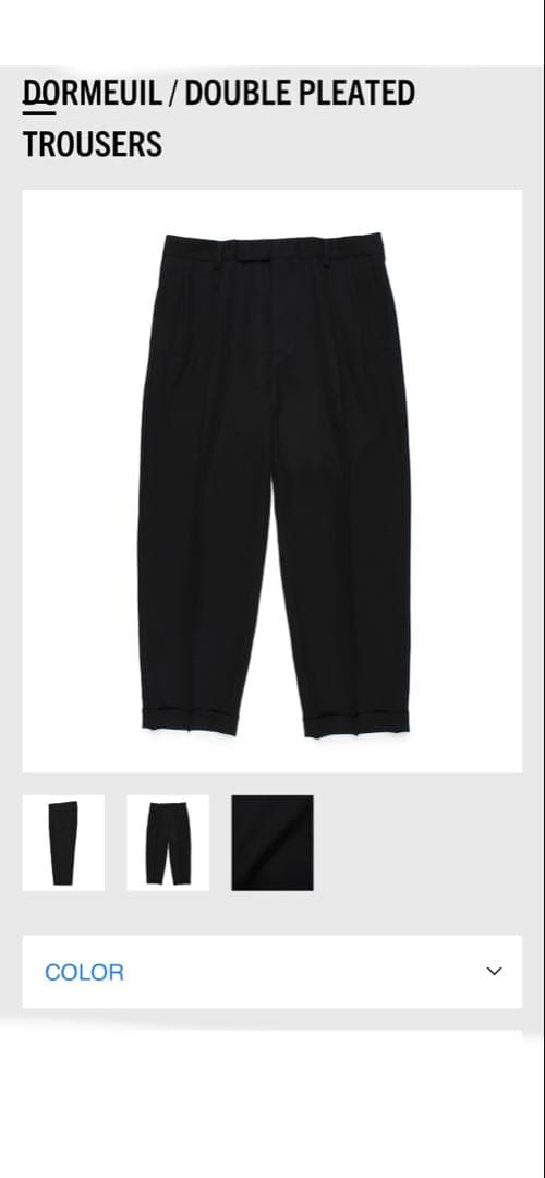 wacko maria DORMEUIL ダブルプリーツスラックス ブラック